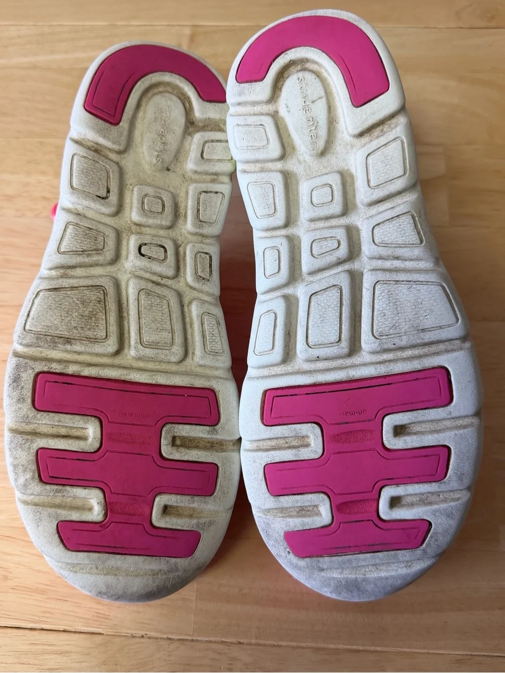 Stride Rite Made2Play Phibian pink water shoes with bright green and orange 3